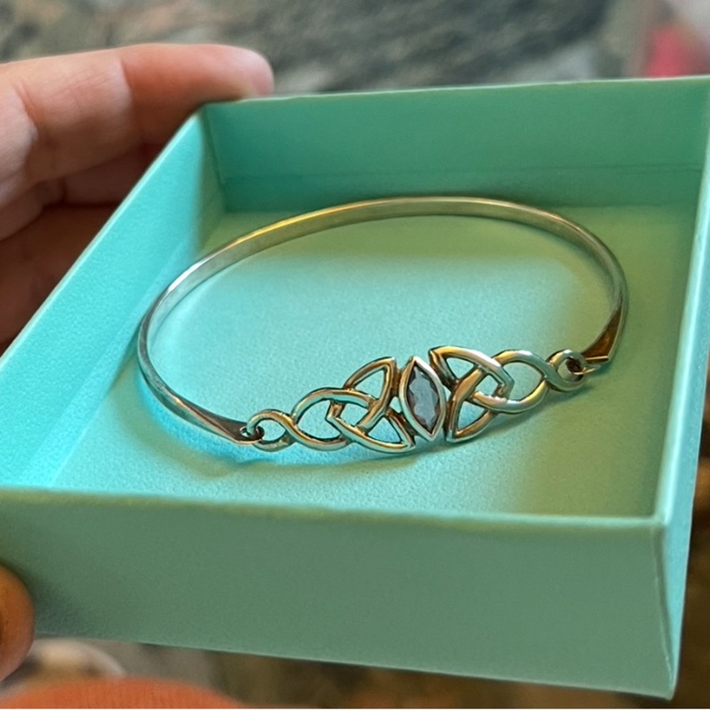 Sterling Silver Celtic Knot Bracelet w/ Amethyst & Intricate Design